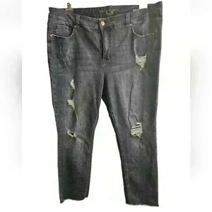 Melissa McCarthy Seven7 Skinny Midrise Distressed Blue Jeans Sz 24W NWOT